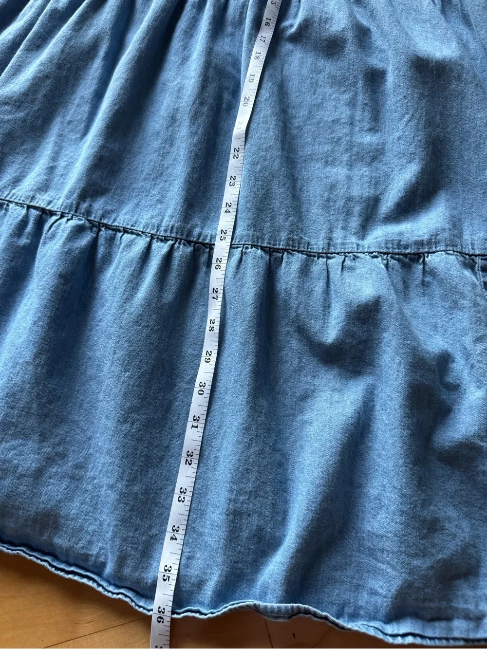 Lane Bryant 100 % Cotton Blue Tiered Denim Maxi Skirt size 14/16